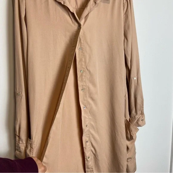 Zara shirt dress button down pockets lyocell tencell medium - Picture 6 of 10